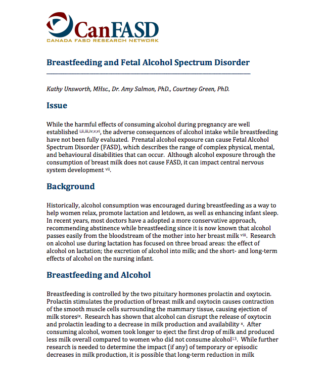 Canfasd Breastfeeding And Fetal Alcohol Spectrum Disorder